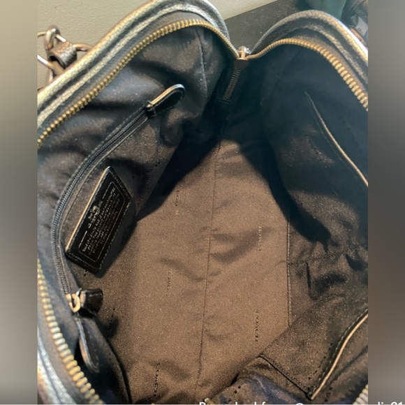 COACH Nolita Gunmetal Metallic Pebble Leather Satchel Shoulder Bag Excellent - Picture 13 of 13